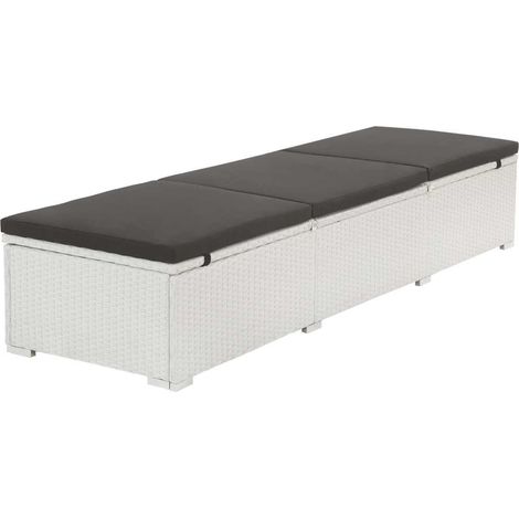 vidaXL Tumbona con cojín ratán sintético blanco (1/2)