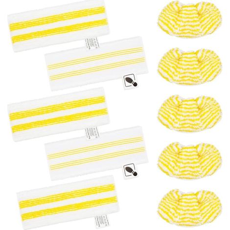 Lot de 10 Chiffons Microfibre pour Nettoyeurs Vapeur Karcher SC1 à SC5 – 5 Buses Sol + 5 Buses Manuelles (1/4)