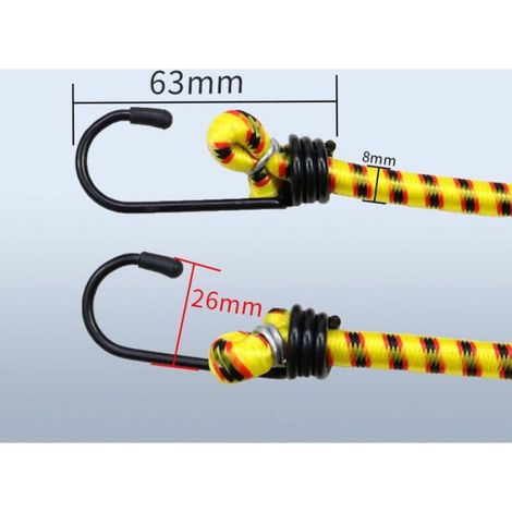 Sandow élastique avec crochets - - 80 cm - Lot de 10 - Diamètre 8 mm - Crochets métalliques (1/4)