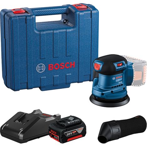 Bosch Utensili - Levigatrice orbitale a batteria 18 V 125 mm, 1x batteria 4,0 Ah Li-Ion, caricabatterie 06013A5021