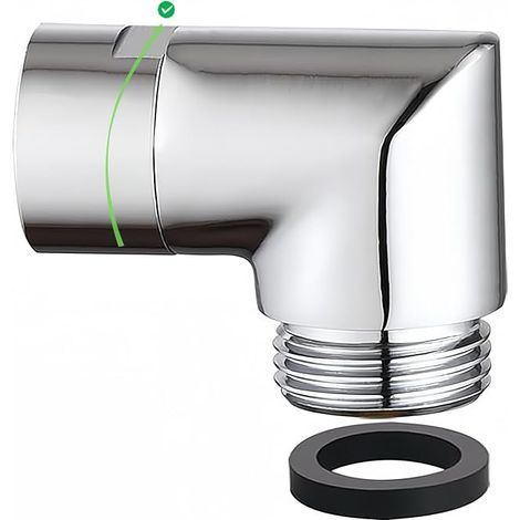Shower Head Adapter, 135 Degree Solid Brass Elbow Adapter, G1/2" Shower Head Extension Connector (Chrome) (Rotatable & 90°) (1/5)