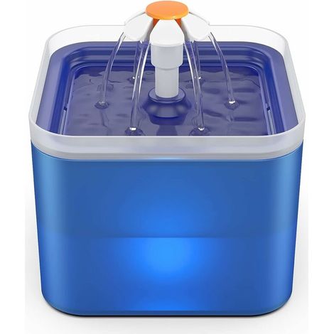 Fontaine à eau pour chiens et chats, 2 litres, distributeur silencieux avec filtre remplaçable, bleue.-AquaForge (1/5)