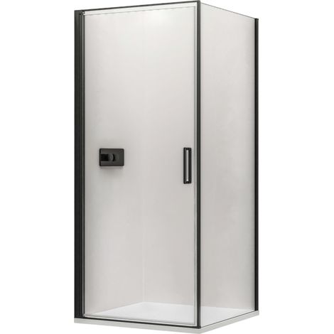 BERNSTEIN - Cabine de douche d'angle 100x100x195cmprofil noir mat, installation gauche ou droite, verre NANO 6mm - EX416S (1/5)