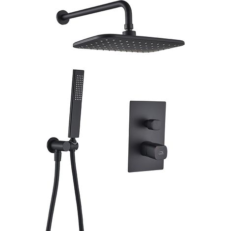 Schwarzes Laveo Duschset mit verdeckter Armatur (1/4)