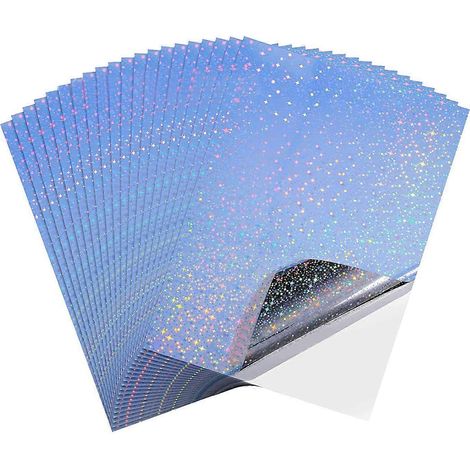 20 feuilles de papier autocollant imprimable, imperméable, à séchage rapide et holographique, pour imprimantes jet d'encre. (1/4)