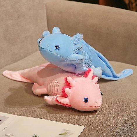 45 cm Kawaii Nouveau Poisson Peluche Axolotl Salamandre Douce, Coussin Long Apaisant, Cadeau Enfant Jaune