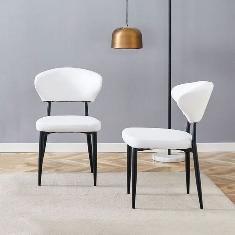 Lot de chaises 2 chaises blanc minimaliste ergonomique dossier incurvé design confortable élégance simple (1/5)