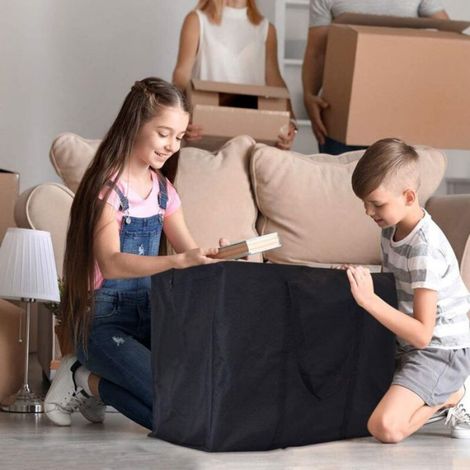Sac de déménagement extra-large avec fermeture éclair et poignées robustes sac de rangement extra-large peu encombrant (lot de 2). (1/5)