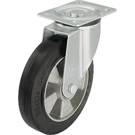Roue de guidage poids lourd, caoutchouc L-ALEV 100K charge limite 200kg roue diam. 100mm, dim plaque 100x85mm (1/2)