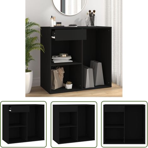 The Living Store Kosmetikschrank Schwarz 80x40x75 cm Holzwerkstoff - Kosmetikschrank - Schreibtischschubladen - Badezimmerorganisation - Makeup Organizer - Regal Schwarz (1/5)