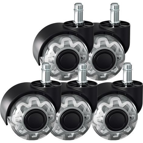 Jopassy Set di 5 rotelle per sedie da ufficio 11 mm x 22 mm, rotelle per pavimenti duri fino a 125 kg, installazione semplice senza attrezzi (1/5)
