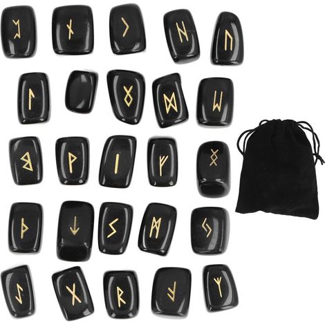 Set antiker Obsidian-Runensteine, exquisite Handwerkskunst, elegantes Aussehen, Runenset zur Wahrsagerei (1/5)