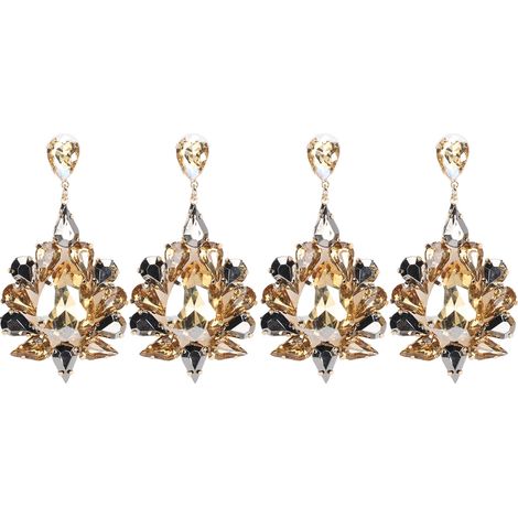 2Pair Drop Earrings Vintage Unique Geometric Alloy Earrings Pendant Jewelry Gift for WomenChampagne (1/5)