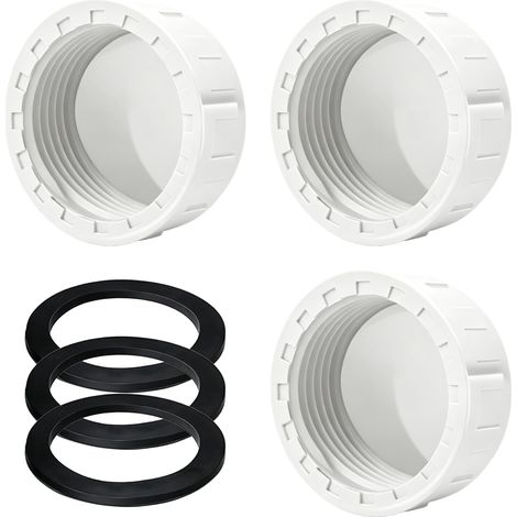 Lot de 3 Bouchons Filetés Étanches pour Tuyau PVC Compatible Tube 40mm (1/5)