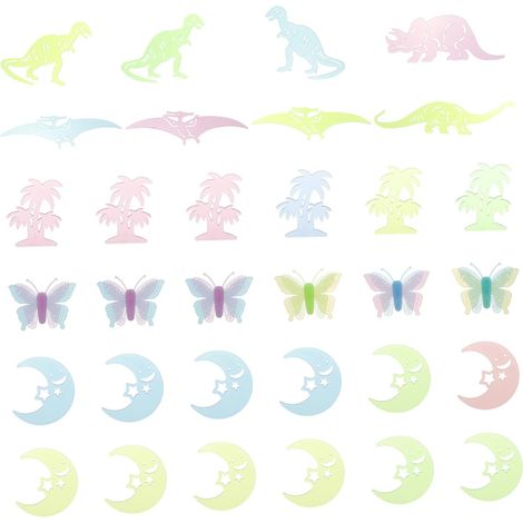 3 Ensembles Autocollants Lumineux Décorations Fluorescentes Pour Dinosaures Lunes 32 Pièces 3 (1/5)