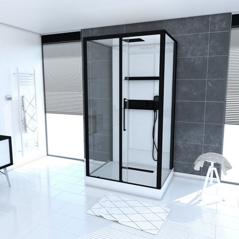 Dusche Komplett MARWELL Design Komplettdusche Fertigdusche White Isle 115 x 90 x 217 cm - Komplett Set inkl. Duschwanne und Armatur - reversibel aufbaubar - hochwertiges Aluminiumprofil System (1/5)