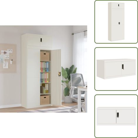 The Living Store Aktenschrank Weiß 90x40x220 cm Stahl - Schrank (1/5)