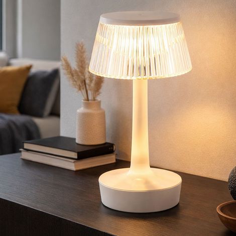 Tischleuchte Nachttischlampe LED Schlafzimmerlampe Dimmbar Kristall-Effekt Weiß