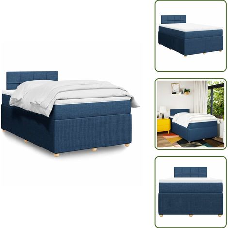 vidaXL Sommier à lattes de lit avec matelas bleu 120x190 cm tissu