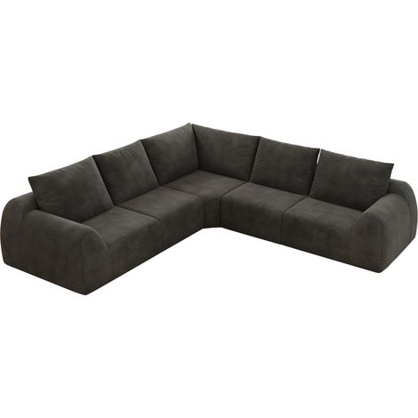 Dunkelgraues Chenille-Ecksofa 267 cm ohne Montage MODENUIT (1/5)