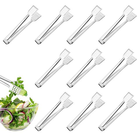 10 pièces pince cuisine 7 Pouces Pinces de Service pince à barbecue pince à cuisine Salade inox pour Cuisine Cuisson Friture Buffet (1/5)