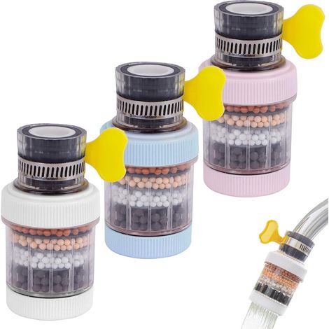 Filtro per l'acqua in 3 pezzi per lavello - Filtro per rubinetto a carbone attivo con interfaccia universale - per cucina e bagno - Filtrazione a sei strati - Antispruzzo