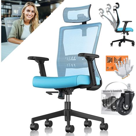 KESSER® Bürostuhl mit verstellbaren Armlehnen - Blau / Schwarz (1/5)