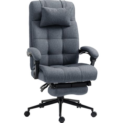 Sedia de Bureau Ergonomique Reclinable, Chaise Directionnelle avec Dossier Haut, Fauteuil de Bureau avec Appui-tête et Repose-pieds Amovible, 66x76x112-120cm, Gris (1/5)