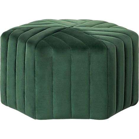 Pouf Décoratif Glamour en Forme d'Hexagone en Velours Vert Murietta (1/5)