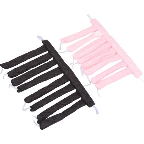 Ruban à boucles sans chaleur 2 pièces, bandeau nuit pour cheveux ondulés volumineux, bigoudi tête rose et noir, coiffage doux sans chaleur (1/5)