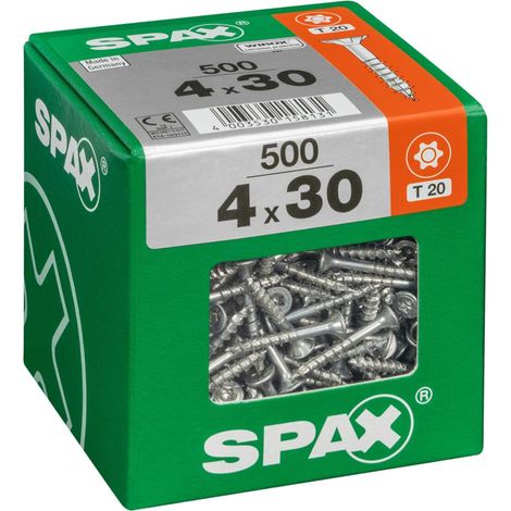 Confezione da 500 viti SPAX Torx in acciaio Testa Svasata, Diam.4 mm x L.30 mm SPAX