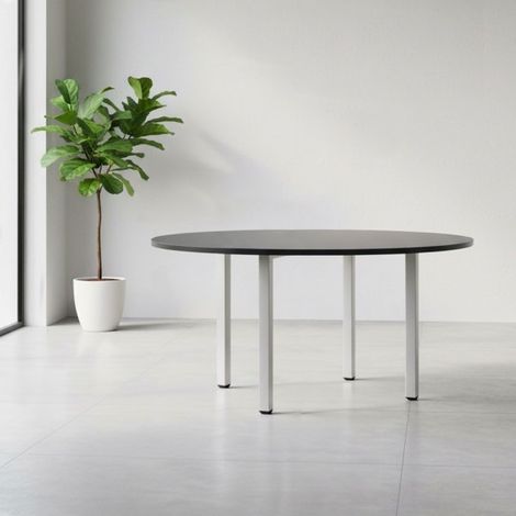 Tavolo tondo Leccino diametro 120 con piano antracite satinato e gambe alluminio