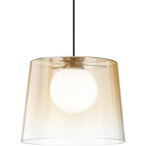 Ideal Lux FADE Dome Pendant Deckenleuchte Glas Amber Shade