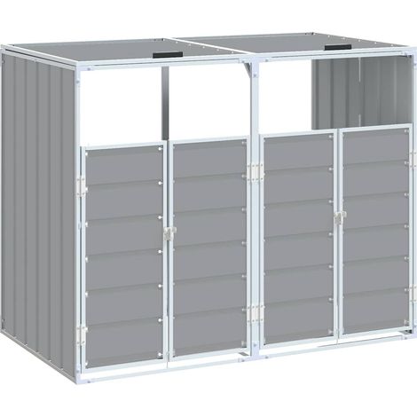 Wheelie Bin Storage for Double Bins Grey 144x81x113 cm Steel vidaXL