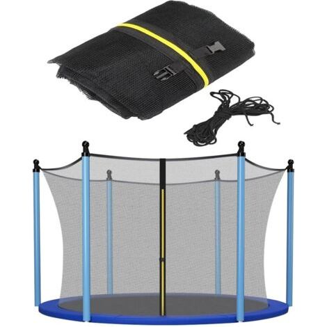 Filet de protection pour trampoline 12ft/14ft – Résistant aux UV – 6 pôles – Installation rapide – Fermeture éclair double tête (1/5)