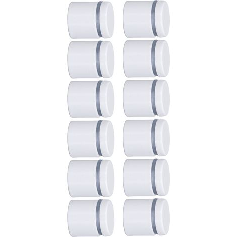 12 Stück Edelstahl-Glasabstandshalter 1x1 Zoll Wandabstandshalter Werbenägel zur Präsentation von Acrylplatten Weiß (1/5)