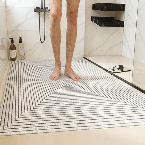 Tapis de Douche antidérapant 60x120cm, Tapis antidérapant pour Douche, Tapis de Bain avec Trous d'écoulement, Tapis de Bain à séchage, Tapis de Douche PVC Effet luffa Massage antidérapant (1/2)
