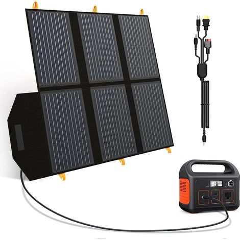 60W Panneau solaire pliable, modules solaires portables ETFE avec sortie DC/QC 3.0 USB-A et USB-C (PD 45W) pour alimentation de secours, camping, sacs à dos. Compatible avec smartphone (1/5)