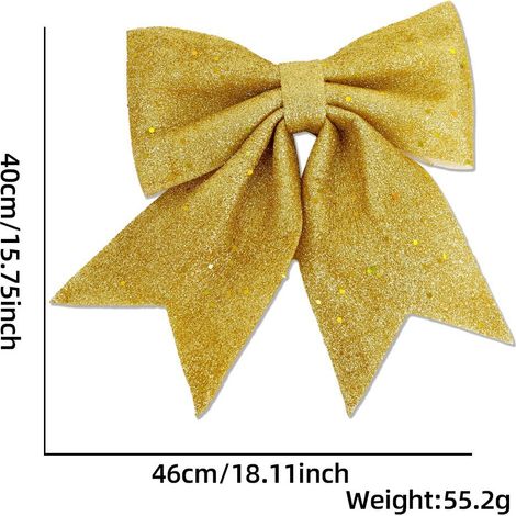 Ribbon Bow - Velvet Christmas Bow - 40 x 46 cm - For Wreath Tree Topper Door Decoration - 1 Piece (1/5)