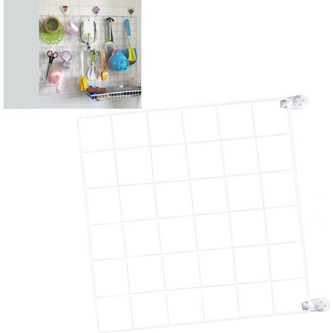 Étagère murale en treillis métallique blanc 30 x 30 cm, idéale pour ranger et exposer des photos. (1/5)