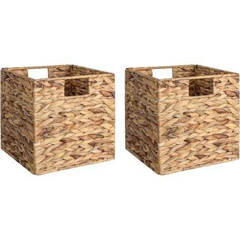 Paniers en osier avec housses amovibles, panier de rangement en osier avec poignées intégrées pour salon, garde-manger, 27x27 cm, lot de 2 (1/4)