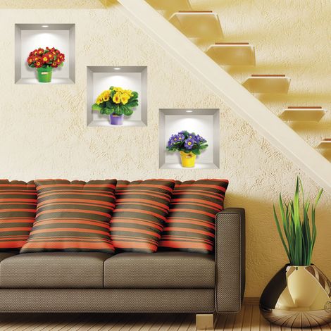 Stickers 3D fleurs des champs multicolores 30 x 90 cm (1/4)