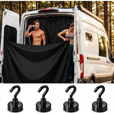 Brise-vue de camping, rideau de douche avec aimant pour douche extérieure, camping-car, van, porte arrière, rideau opaque imperméable avec 4 crochets magnétiques (1/5)