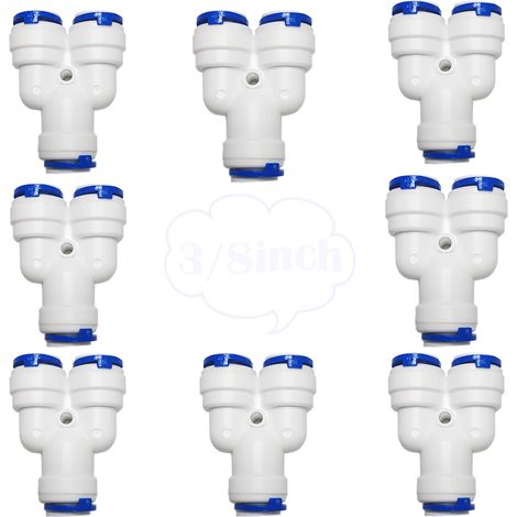 8 PCS RO Raccord Osmoseur de filtre à eau, Raccord Type Y 3/8" Push-fit Pour 3/8" (9.5mm) Tuyau de Filtre à Eau,Tube d'osmose inverse (1/5)