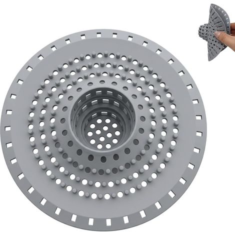 Atrapador de pelo para ducha, filtro de pelo plegable a presión para ducha, protector de desagüe de silicona, tapón para fregadero de cocina para baño, accesorio universal para bañera y cocina (1/5)