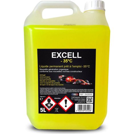 Oc-Pro – Liquide de refroidissement universel -35°C 5 litres jaune – Prêt à l'emploi avec traceur de fuites – Protège jusqu'à +107°C et -35°C (1/3)