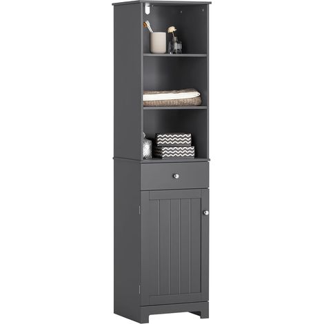 SoBuy Tall Bathroom Cabinet Bathroom Storage Cabinet with 3 Shelves 1 Drawer 1 Cabinet,BZR17-DG