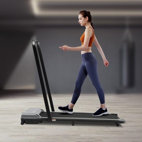 Tapis de course pliable 2 en 1, 3.0 HP sous le bureau, avec télécommande et affichage LED, vitesse maximale de 6 km/h, pour la marche et le travail à domicile
