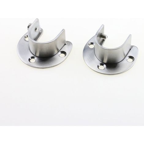 Sollbry Lot de 4 supports de tringle de placard en acier inoxydable, bride de douille de tringle en forme de U, supports d'extrémité de supports de tringle de placard avec vis, argent (25 mm) (1/3)