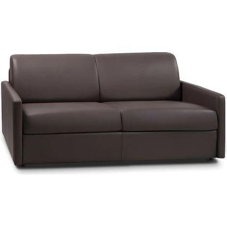 Canapé 3 places convertible express en simili marron - Couchage 140 cm - Matelas 18 cm CALIFE (1/3)